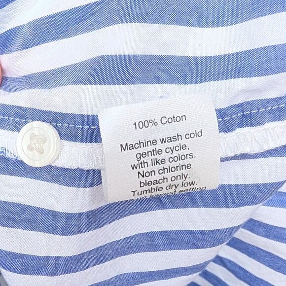 Madewell Blue Striped Cotton Ruffle Front Blouse Button-up Shirt, size XS - Picture 7 of 7
